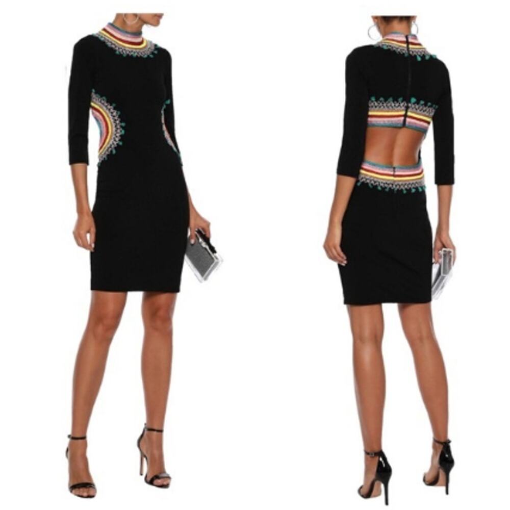 NEW Alice Olivia 2 Black Medallion Cut Out Tamson Dress Boho Embroidered